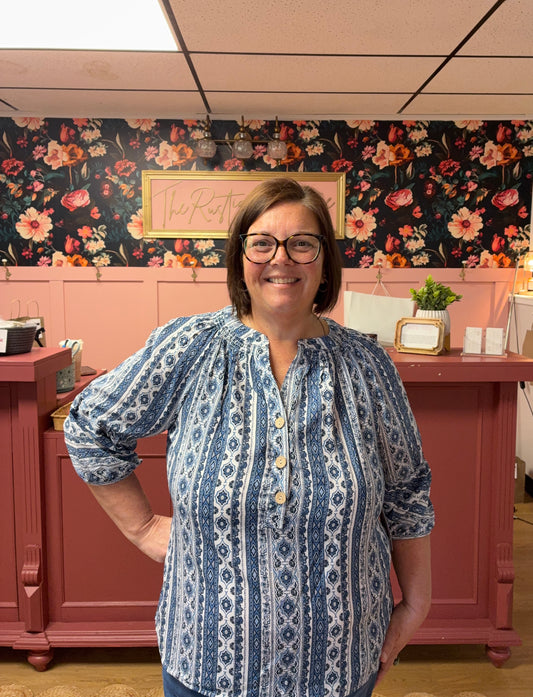 Boho Printed Peasant Blouse