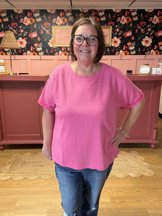 Waffle Tee - Pink