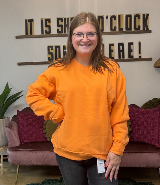 Fleece Crewneck Pullover - Orange