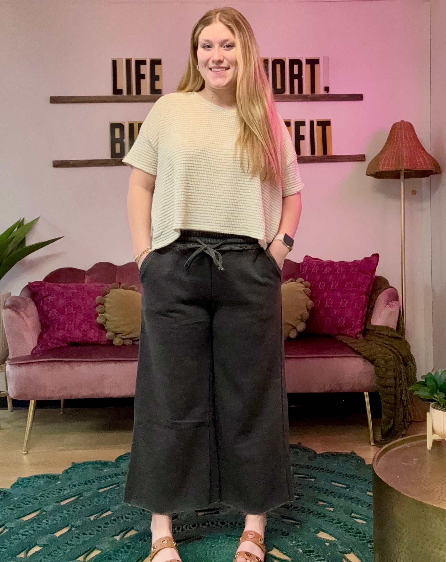 Maylie Palazzo Pants - Ash Black
