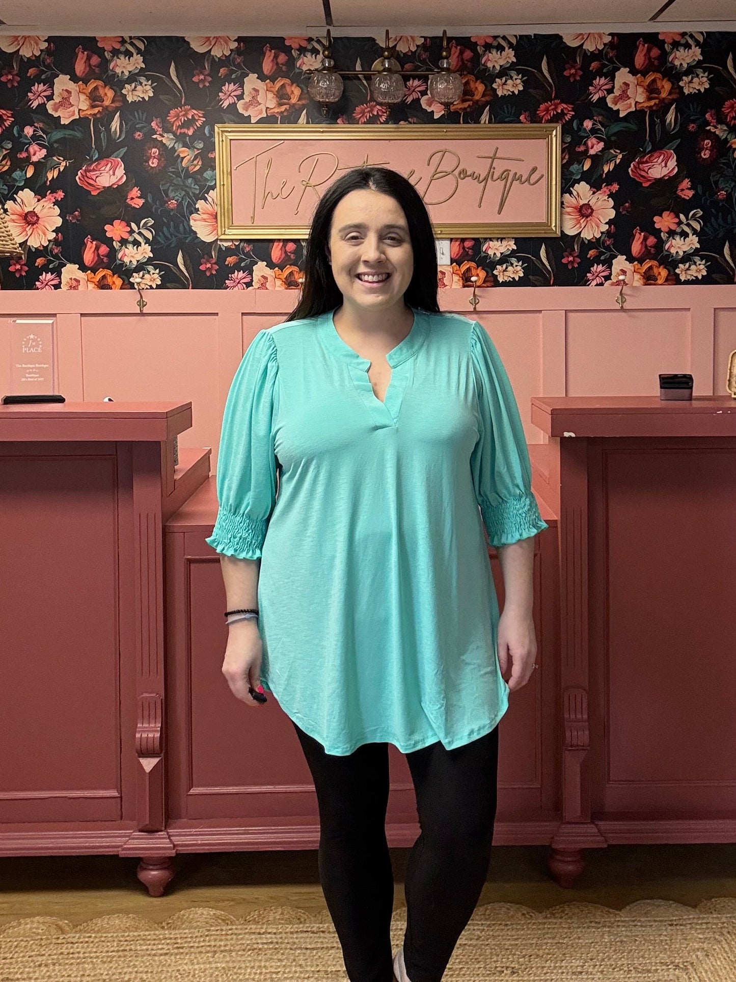 V-Neck Blouse - Mint