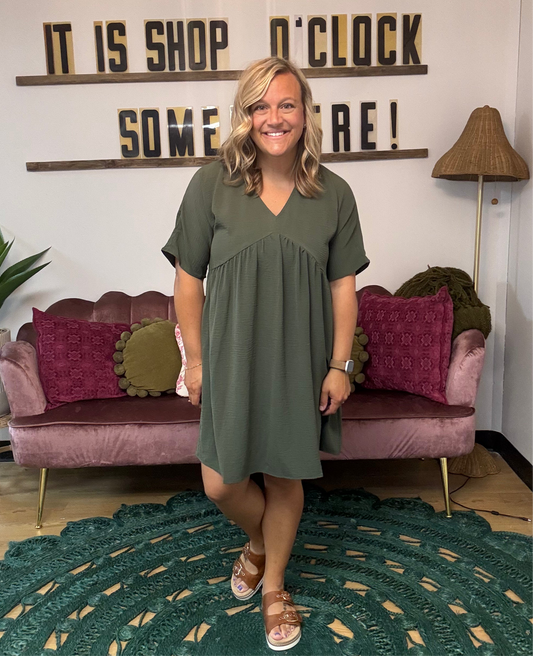 Olive Babydoll Dress