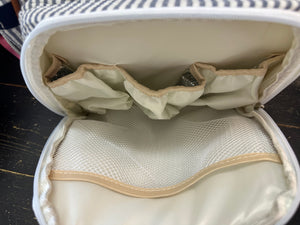 Blue pinstripe backpack/diaper bag