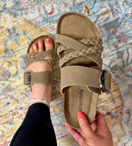 Alexa Braided Strap Sandal - Taupe
