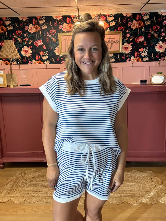 Stripe Top & Shorts Set - Classic Blue