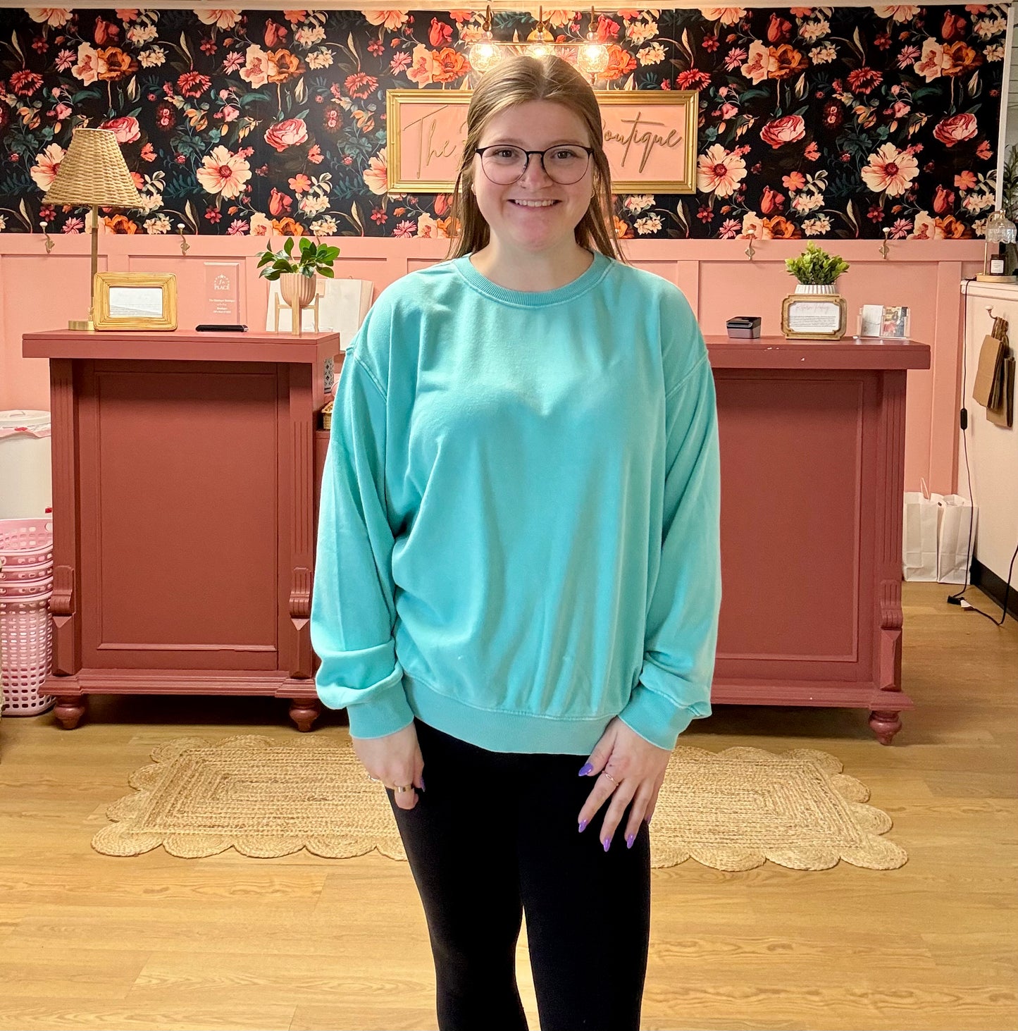 Oversized Comfy Crew - Turquoise