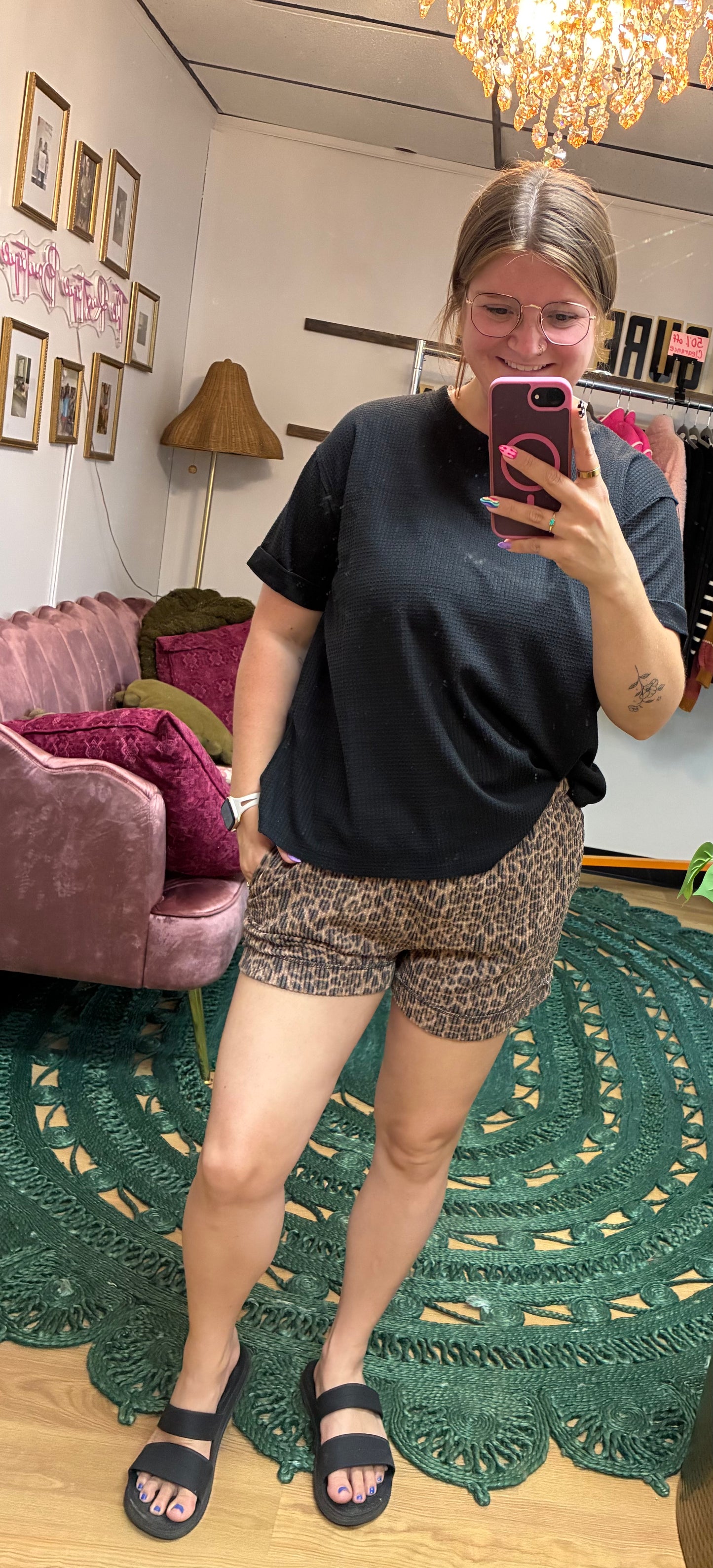 Ribbed Leopard Shorts