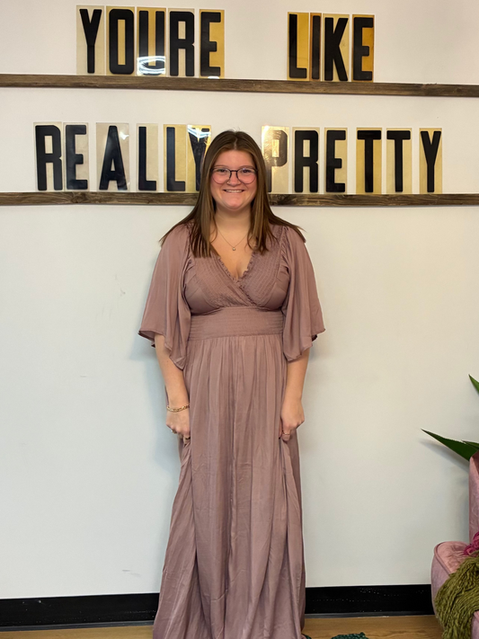 Smocking Maxi Dress - Dusty Purple