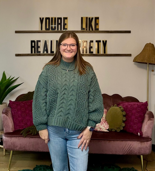 Juliette Cable Knit Sweater - Dark Green