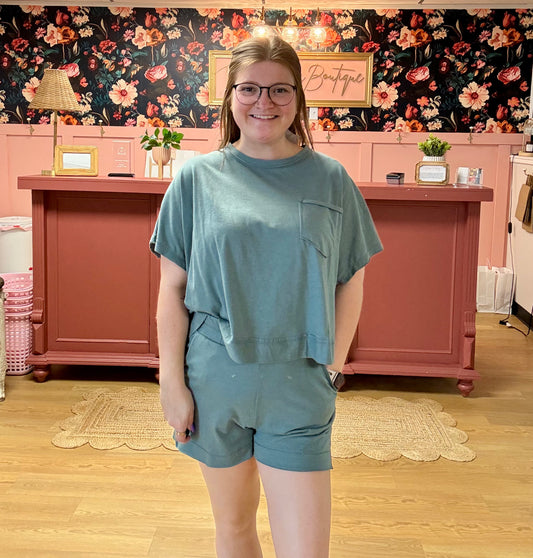 Boxy Top & Shorts Set - Ash Jade
