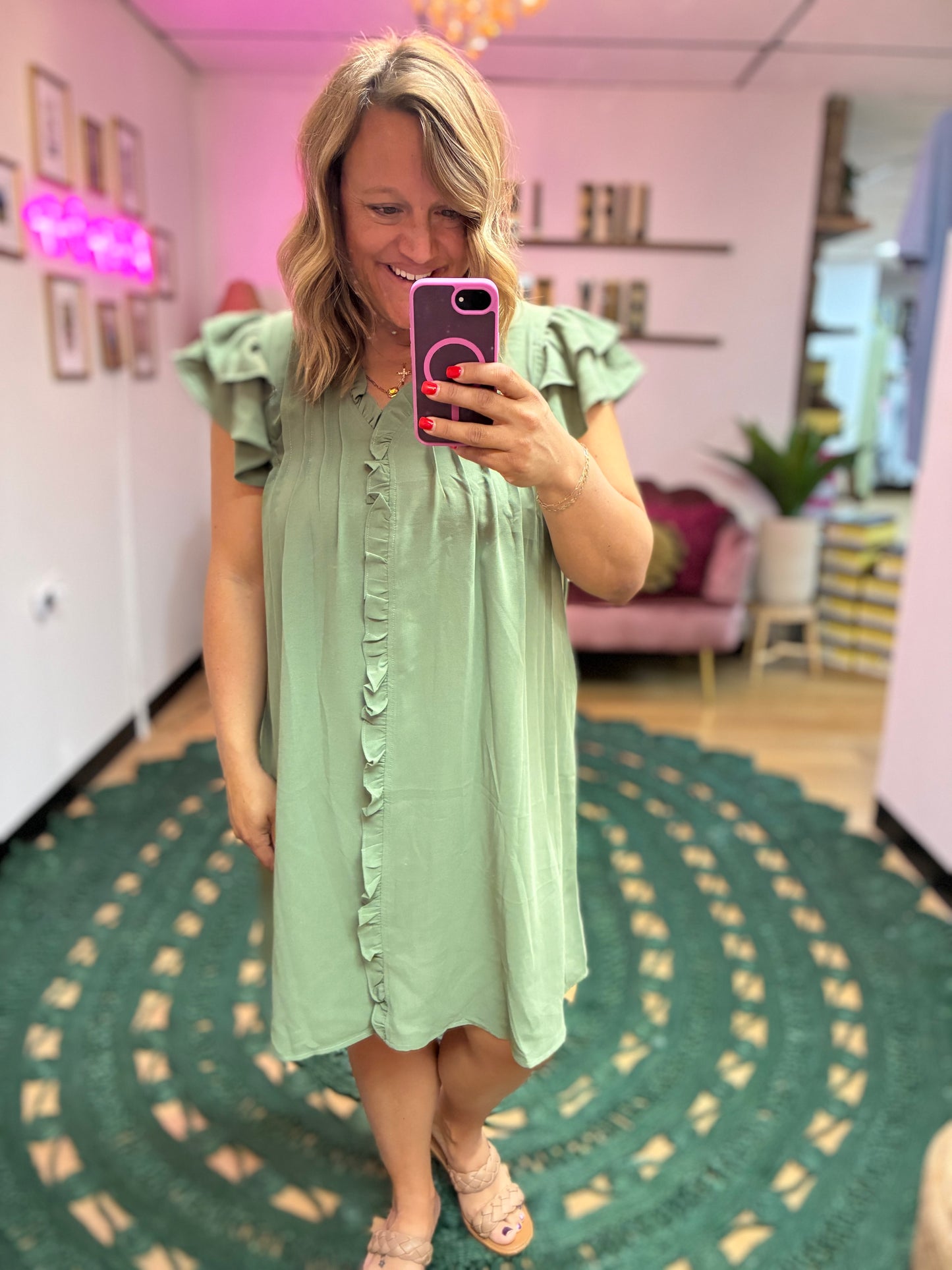 Abigail Green Ruffle Dress