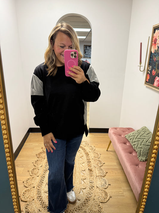 Black/Grey Hi-Low Pullover