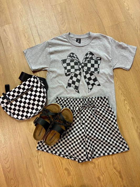 Checkered Drawstring Shorts
