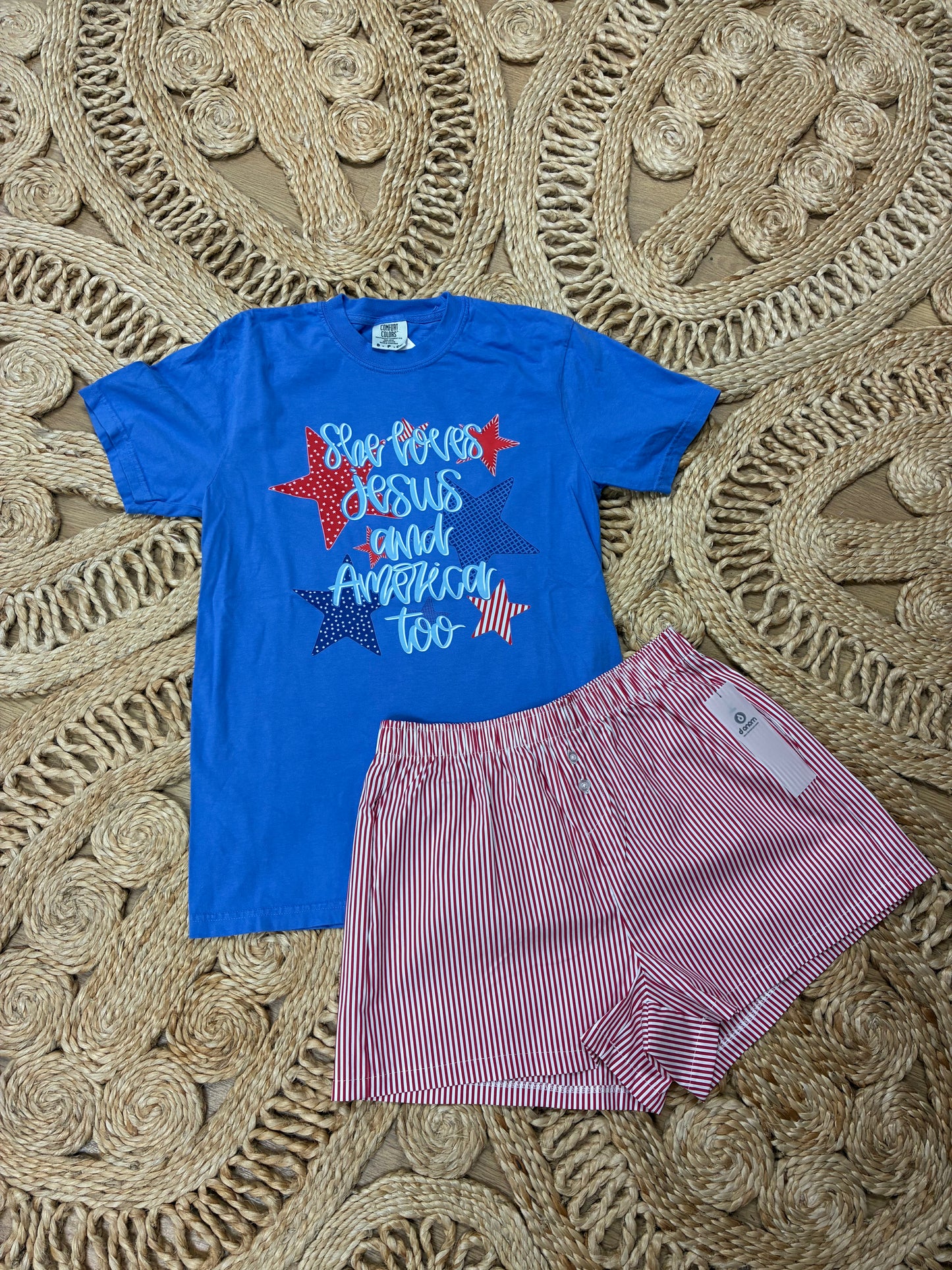 She Loves Jesus & America Too Tee
