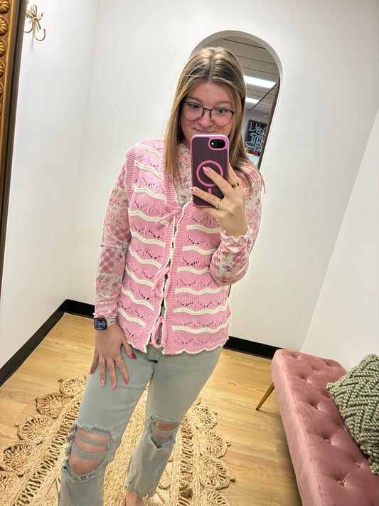 Pink Stripe Tie Vest