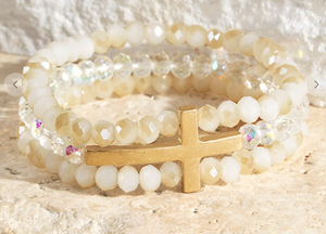 Cross Bracelet Set- Ivory
