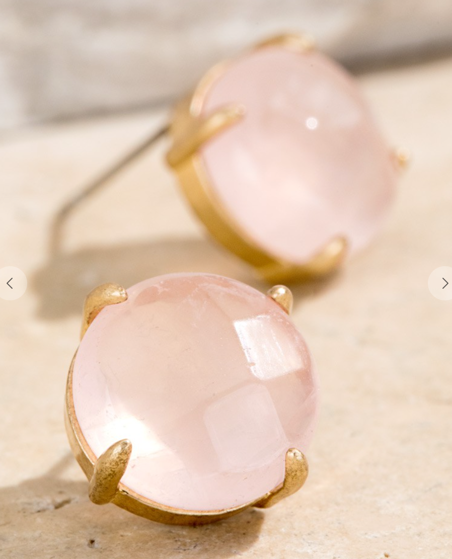 Natural Stone Studs - Pink