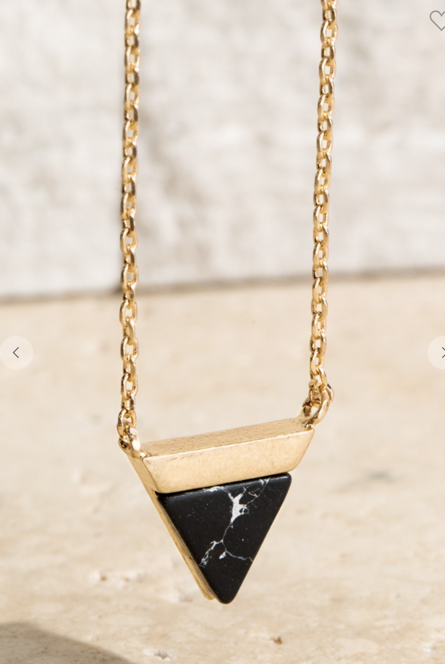 Triangle Marble Necklace - Black