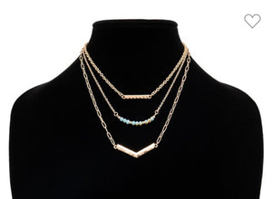 Triple layer necklace - gold & champagne