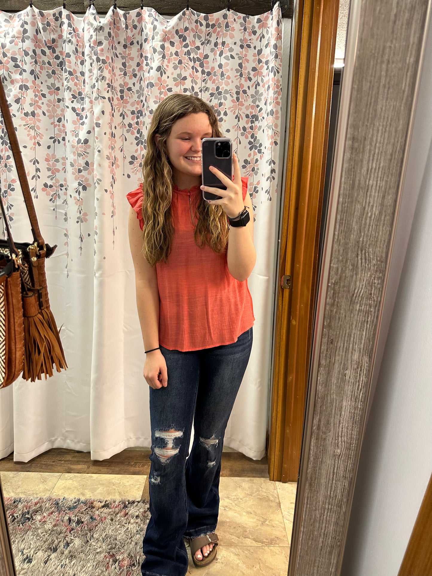 Kancan Button Fly Distressed Flares